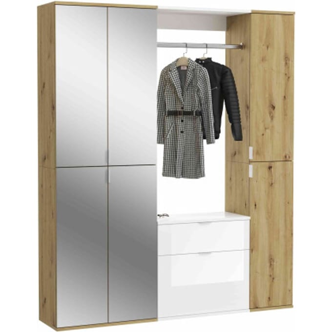 ProjektX garderobe-opstelling eiken decor, spiegel - 152x193x34cm