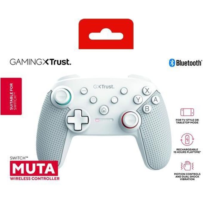 Trust GXT 1246W Muta - Draadloze Switch Controller - Ook voor Nintendo Switch 2 - Draadloos via Bluetooth - Tot 15 Uur Speeltijd - Wit