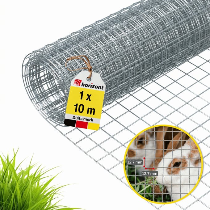 Kippengaas - Volièregaas – Verzinkt – Maaswijdte 12,7 mm - 1*10 m – Vogelgaas - Molgaas