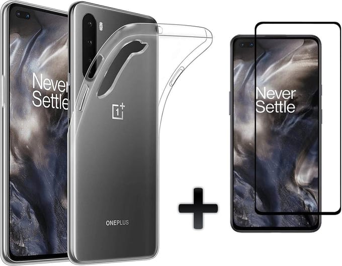 HB Hoesje Geschikt voor OnePlus Nord Transparant - Siliconen Back Cover & Fullscreen Screenprotector