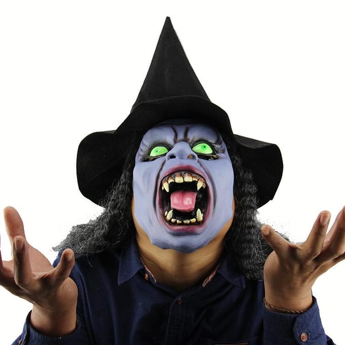 Halloween donkere heks latex masker One size paars