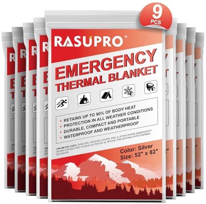 Emergency Dekens 9 Pack - Ultralichte Mylar Warmte Dekens voor Camping en Overlevingsuitrusting