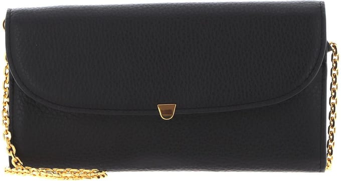 COCCINELLE Leren Portemonnee Ida Mini Bag Wallet Grained Leather Noir Zwart