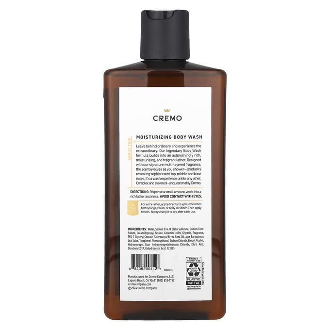 Cremo, Toutes Saisons, Gel Douche, Non. 8, Bourbon et Chêne, 16 fl oz (473ml) black