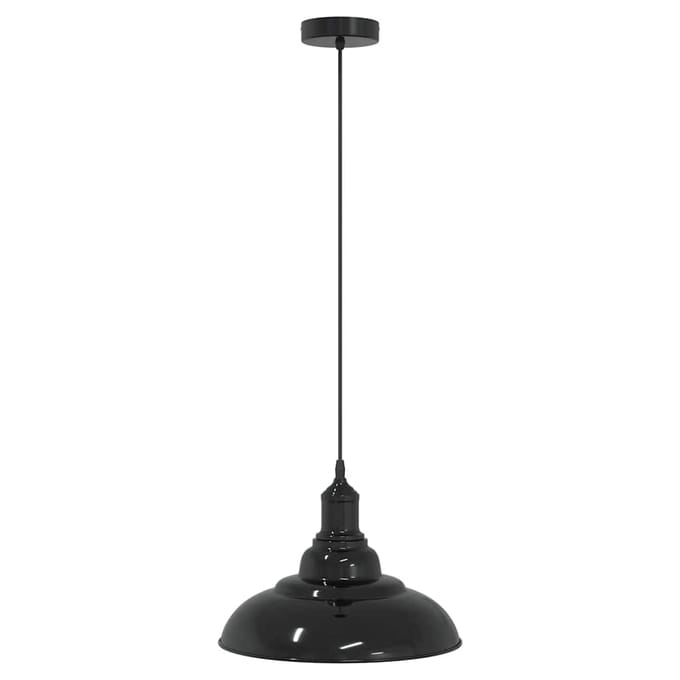 vidaXL Hanglamp in hoogte verstelbaar E27 Ø31 cm metaal glanzend zwart