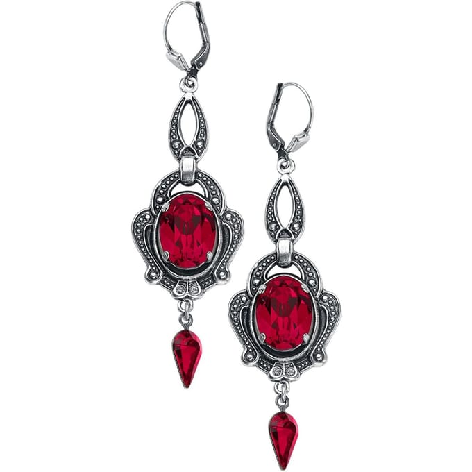 Krikor - Gothic Oorbel - Blutrot - voor Vrouwen - zilverkleurig