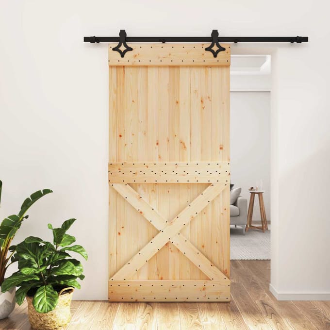 vidaXL - Schuifdeur - 100 - x - 210 - cm - Massief - Pine - Hout - (Onbehandeld)