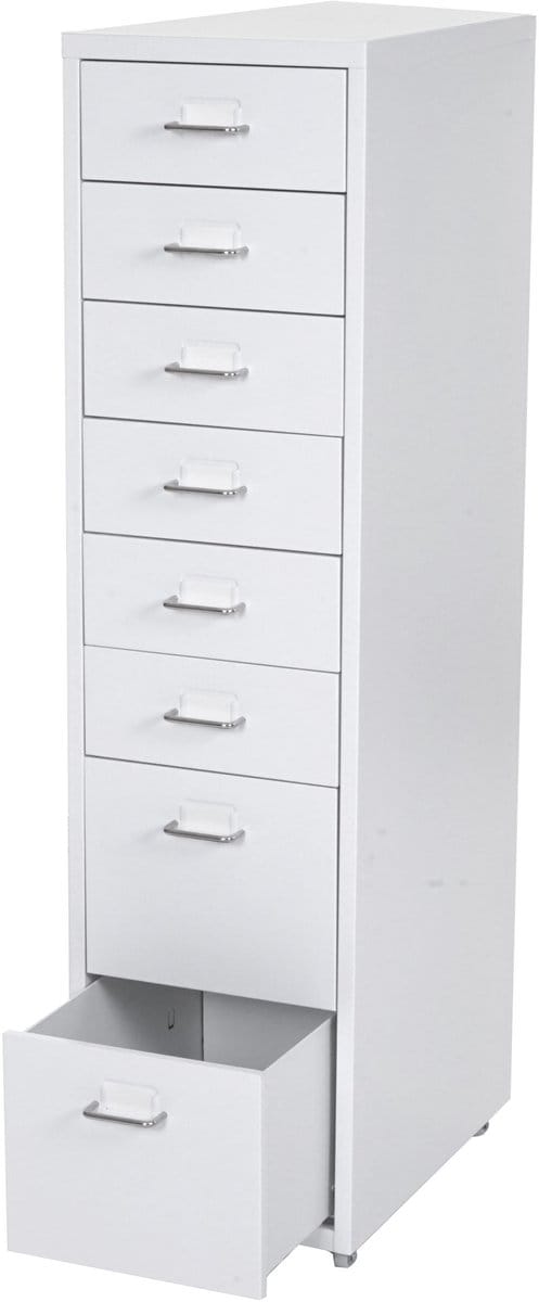 Rolcontainer Boston T851, ladekast stalen kast, 110x28x41cm 8 lades ~ wit