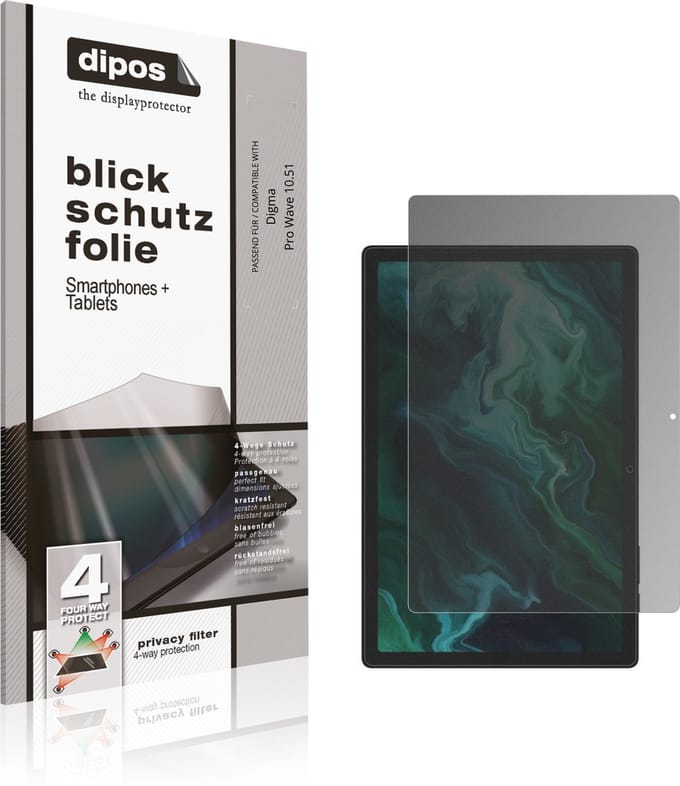 dipos – Matte Privacy Screenprotector geschikt voor Digma Pro Wave 10.51 | Anti-Spy Beschermfolie