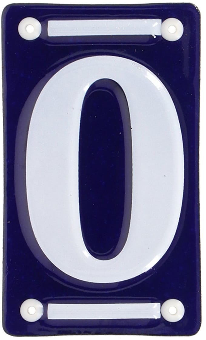 Best for Boots Huisnummer 0 - oudhollands - emaille - 7 x 12 cm - blauw/wit - nummer bordje