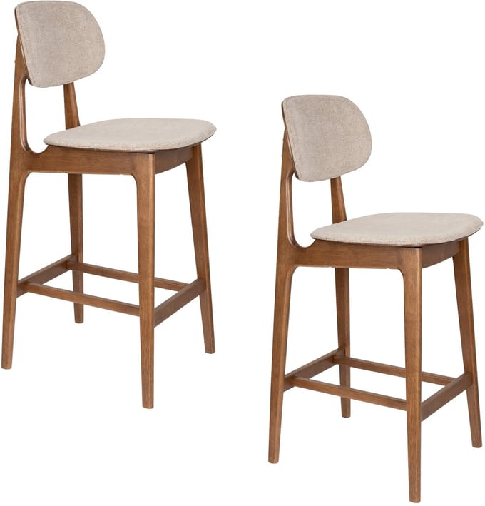 Dutchbone Marais Barkrukken 68,5 cm Walnoot kleur / Beige - Set van 2