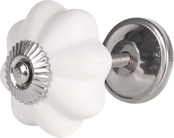 Clayre & Eef Deurknop Ø 4 cm Wit Keramiek