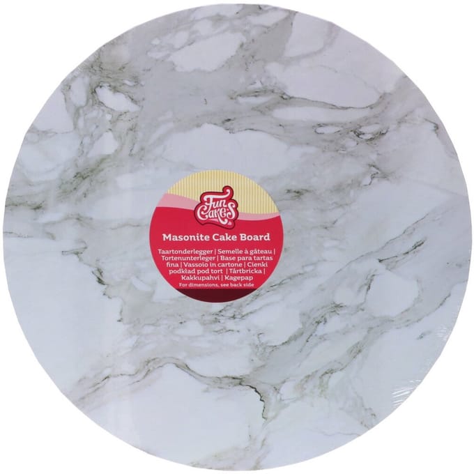 FunCakes Cake Board Masonite Rond - Marmer Grijs - Ø30 cm / 5 mm - Taartonderlegger - Taartkarton