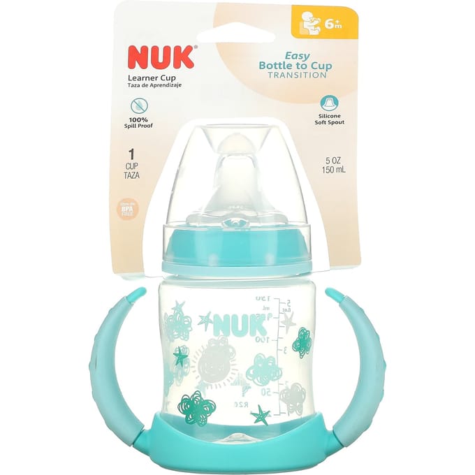 NUK, Loopbeker, vanaf 6 maanden, Aqua, 1 beker, 150 ml (5 oz) white