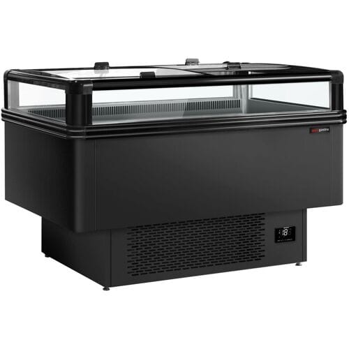 GGM Gastro Vrieseiland - 1533x995mm - 260 liter - glazen schuifdeksel - zwart zwart