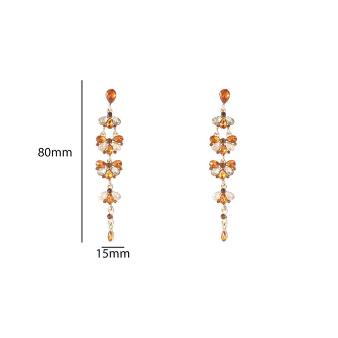 Go Dutch Label Oorknoppen Long Stone Dangle Goud Bruin