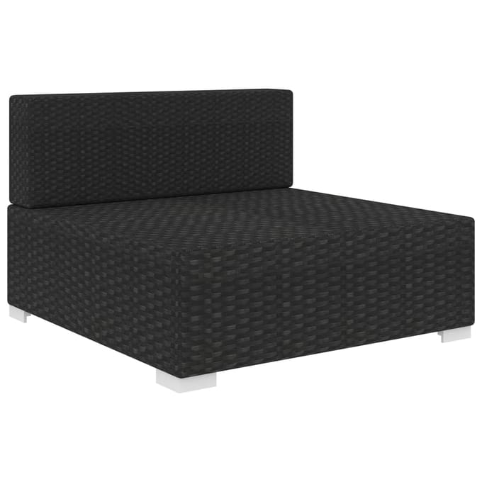 vidaXL - Tuinstoel - met - kussens - middensectie - poly - rattan - zwart