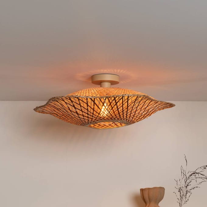 GOOD & MOJO plafondlamp Madura, Ø 60 cm, bruin, bamboe E27