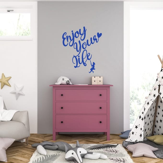 Muursticker - Enjoy Your Life - 58 x 68 - Blauw