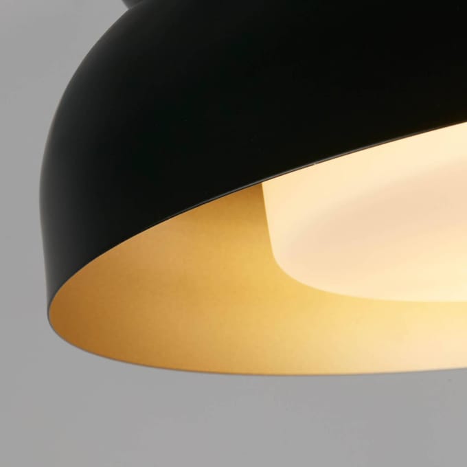 Searchlight Kendal plafondlamp, zwart/goud, staal, glas