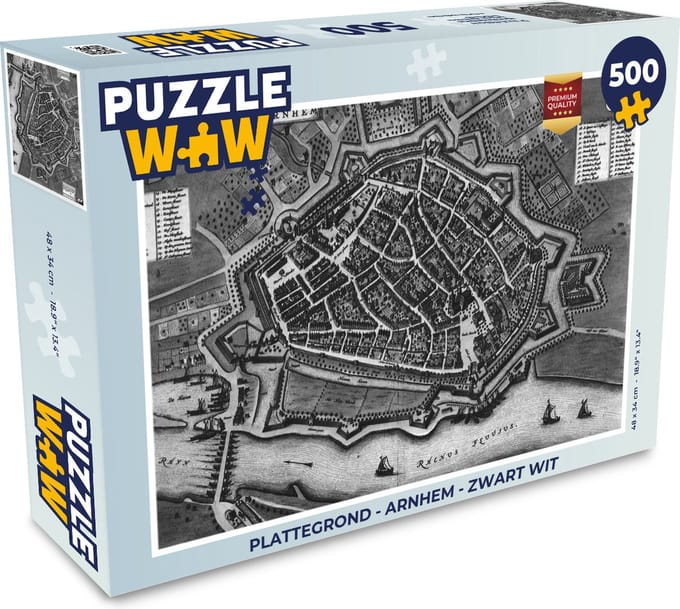 Puzzel Plattegrond - Arnhem - Zwart Wit - Legpuzzel - Puzzel 500 stukjes - Stadskaart