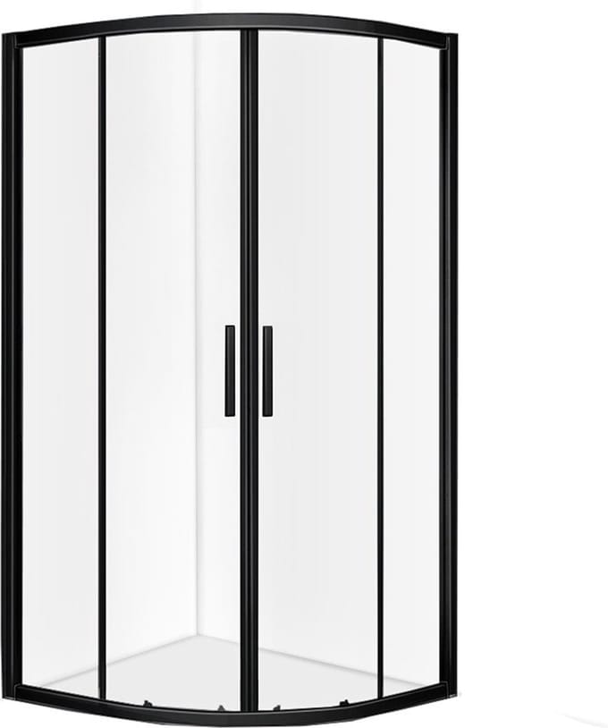 Douchecabine - 100x100 - Kwartrond - Mat Zwart - Schuifdeur - Hoekinstap