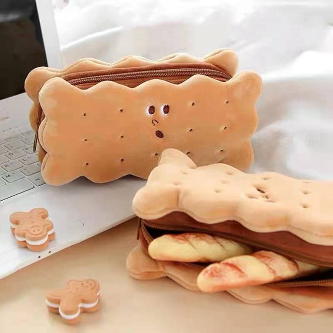 Pennendoos Grote Capaciteit Eenvoudige Leuke Stijl Comfortabel Pluche Ritsontwerp Potlood Opbergtasje voor beige