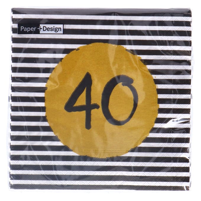 Servetten 40th Birthday 33x33 cm
