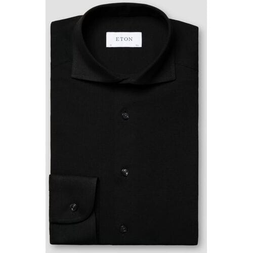 Eton Overhemd Uni Four-Way Stretch Zwart / male