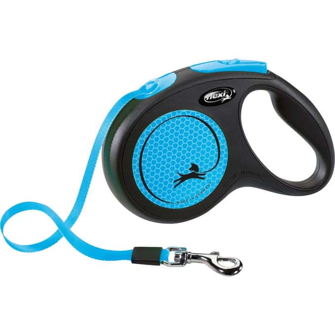 Flexi New Neon Hondenriem - Rollijn - M - 5 m - Blauw - Middelgrote Honden
