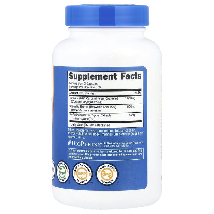 Nutricost, Curcuma + Boswellia, 90 Gélules