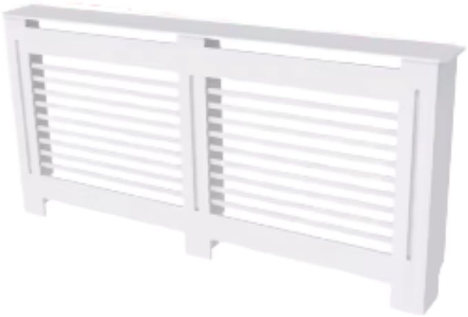 Radiatorombouw - 152x92 cm - Ombouw rooster - Horizontale panelen - MDF - Stijlvol - Wit