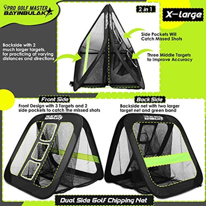Golf Chipping Net voor Thuis - Dubbelzijdig en Draagbaar Golf Accessoire
