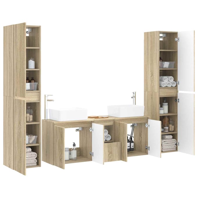 vidaXL - Badkamermeubel - Set - 5 - st - Sonoma - Eiken - 33 - x - 34,5 - x - 160 - cm