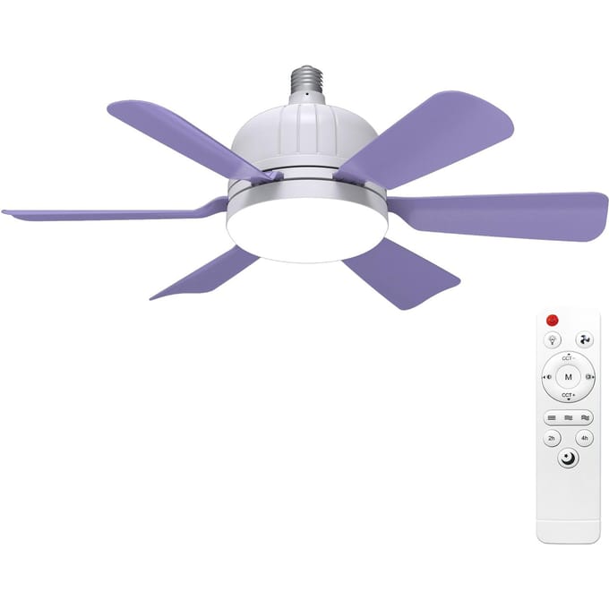 Ventilateur à pales amovibles silencieux, ventilateur à six pales, température de couleur réglable 3000K-6500K bleu