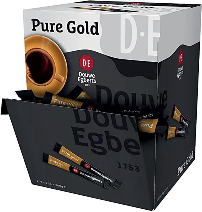 Koffie Douwe Egberts pure gold instant sticks doos 200 stuks