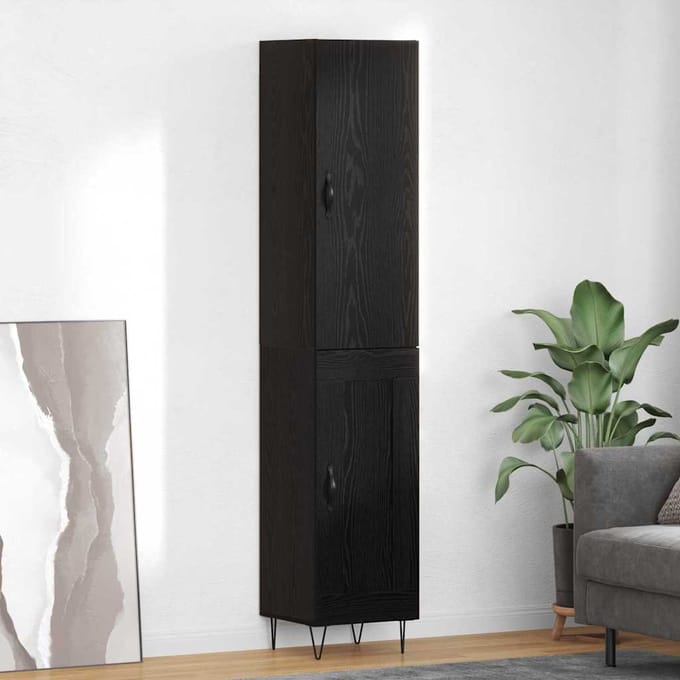 vidaXL Highboard Zwart Eiken 34,5 x 34 x 90 cm Bewerkt hout