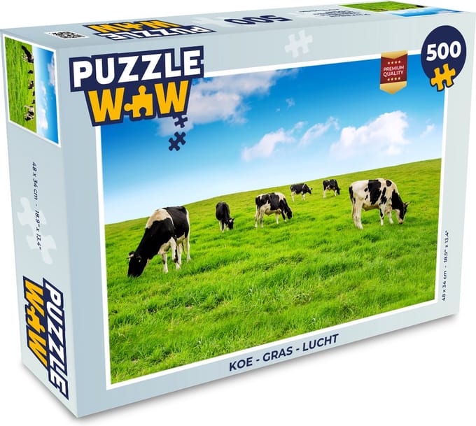 Puzzel Koe - Gras - Lucht - Legpuzzel - Puzzel 500 stukjes