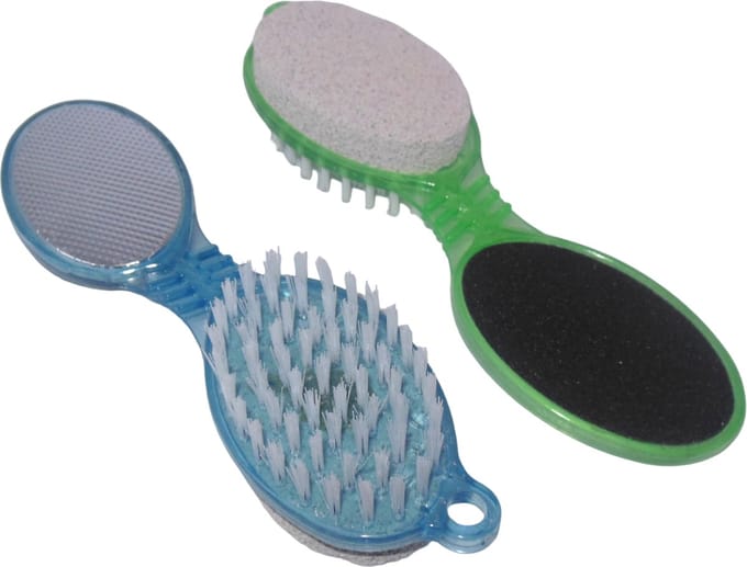 Pedicureborstel 4 in 1 - set van 2 stuks blauw-groen