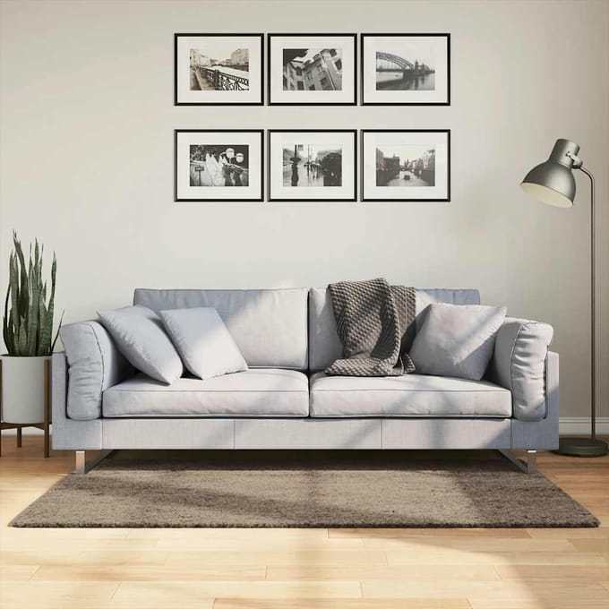 vidaXL Vloerkleed ISTAN hoogpolig glanzend 80x150 cm grijs