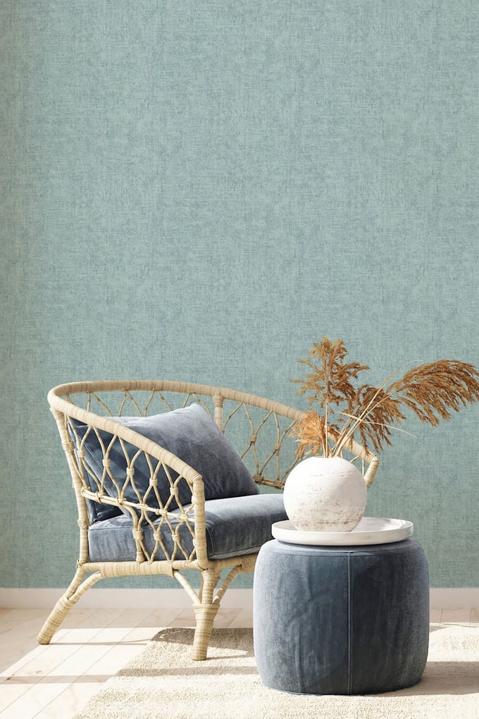 GEMELEERD UNI BEHANG | Modern - blauw groen turquoise - A.S. Création New Walls "Livingwalls"