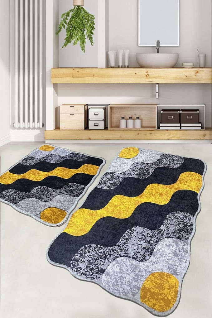 Asir - Badmattenset - Geel - 60 x 100 cm - 2 Stuks