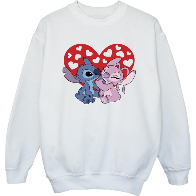 Disney Meisjes Lilo & Stitch Harten Sweatshirt (Wit)