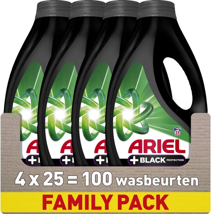 Ariel Wasmiddel +Zwart Bescherming - 4 x 25 Wasbeurten