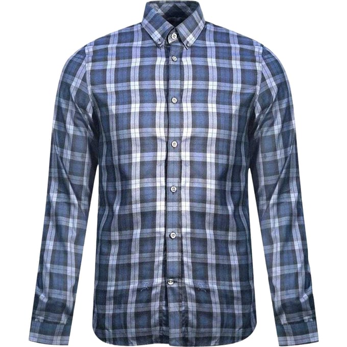 Fred Perry Geruit herenhemd met lange mouwen (ZWART/BLAUW)
