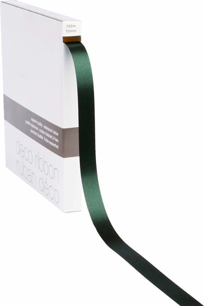 Poly Satijnlint Donker Groen – 15 mm × 100 m – polysatijn