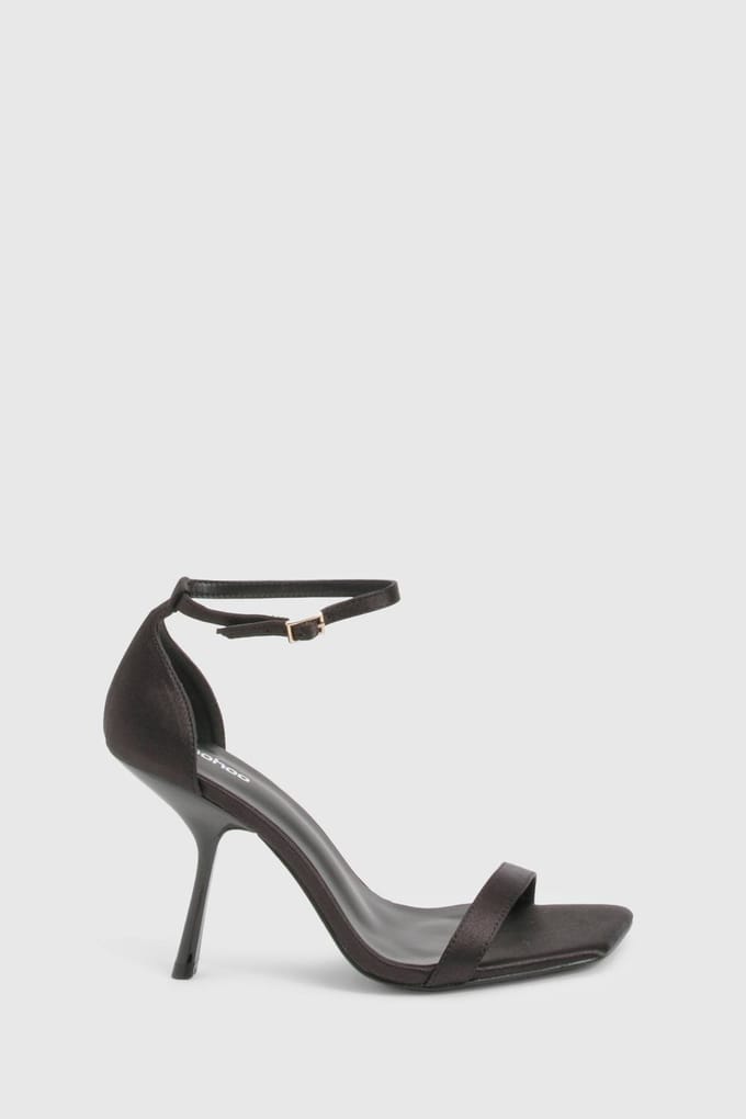 boohoo Dames Flared Stiletto 2-delige hakken | Zwart | Maat: 39