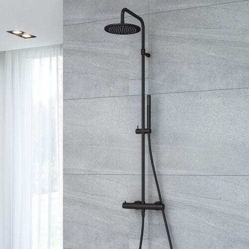 Kronenbach Lima 2.0 Black shower system with thermostat, shower Ø 22.5 cm 100.2821SM
