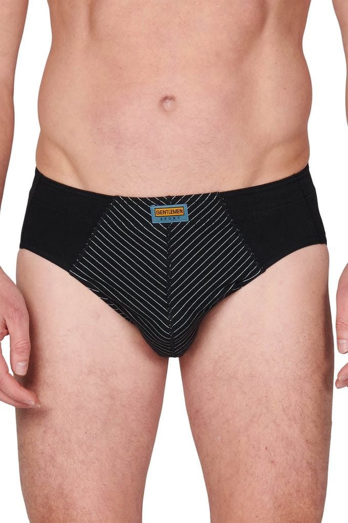 Heren sport slip streep - Betaalbare heren onderbroek - Elastisch katoen - Zwart / M