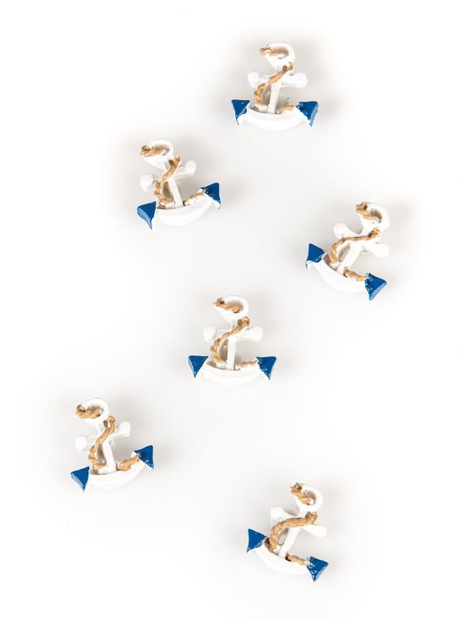 HOBI - 6 witte harsankers 3 x 2,8 cm maritiem thema